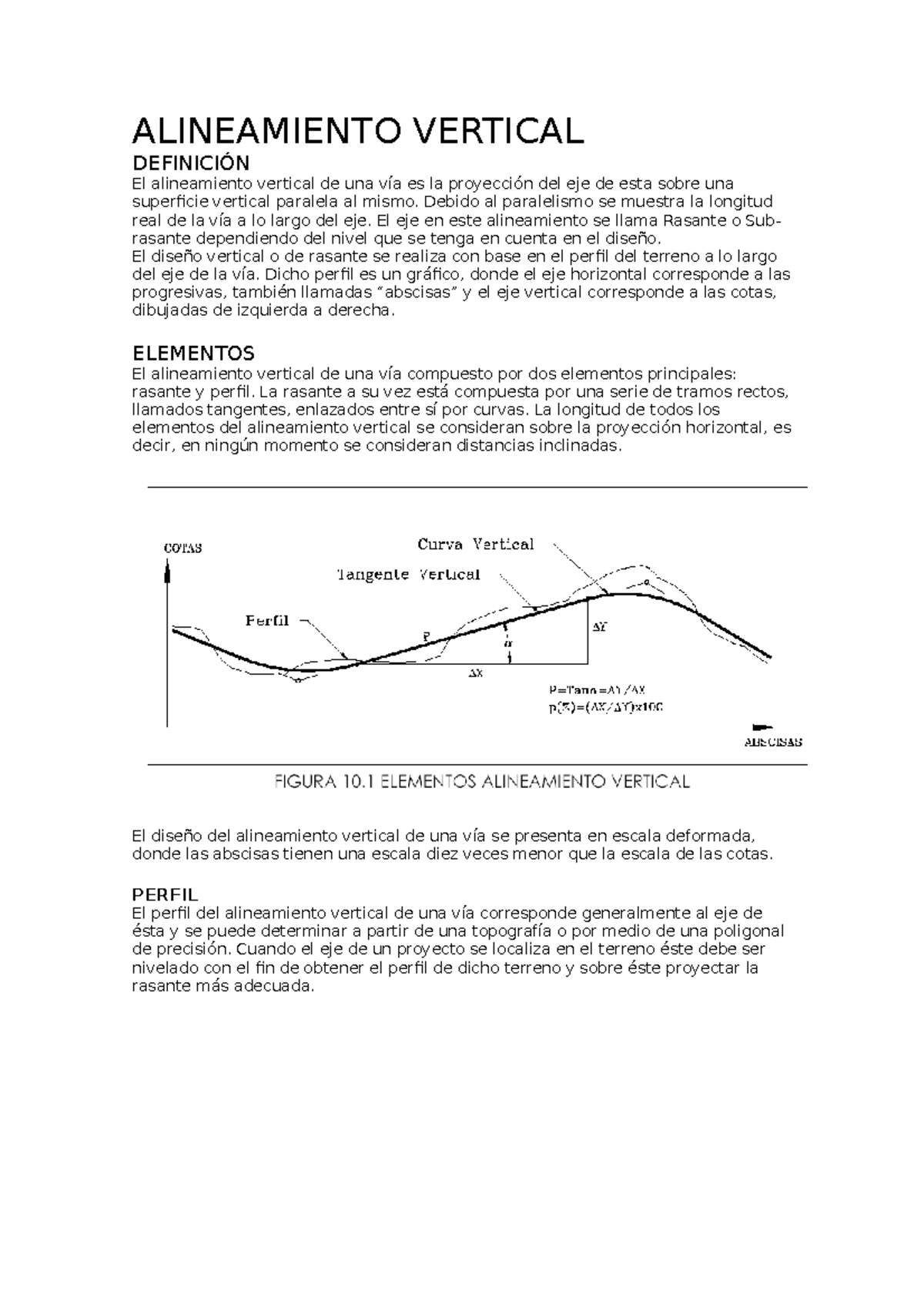 Alineamiento Vertical Debido al paralelismo se muestra la longitud