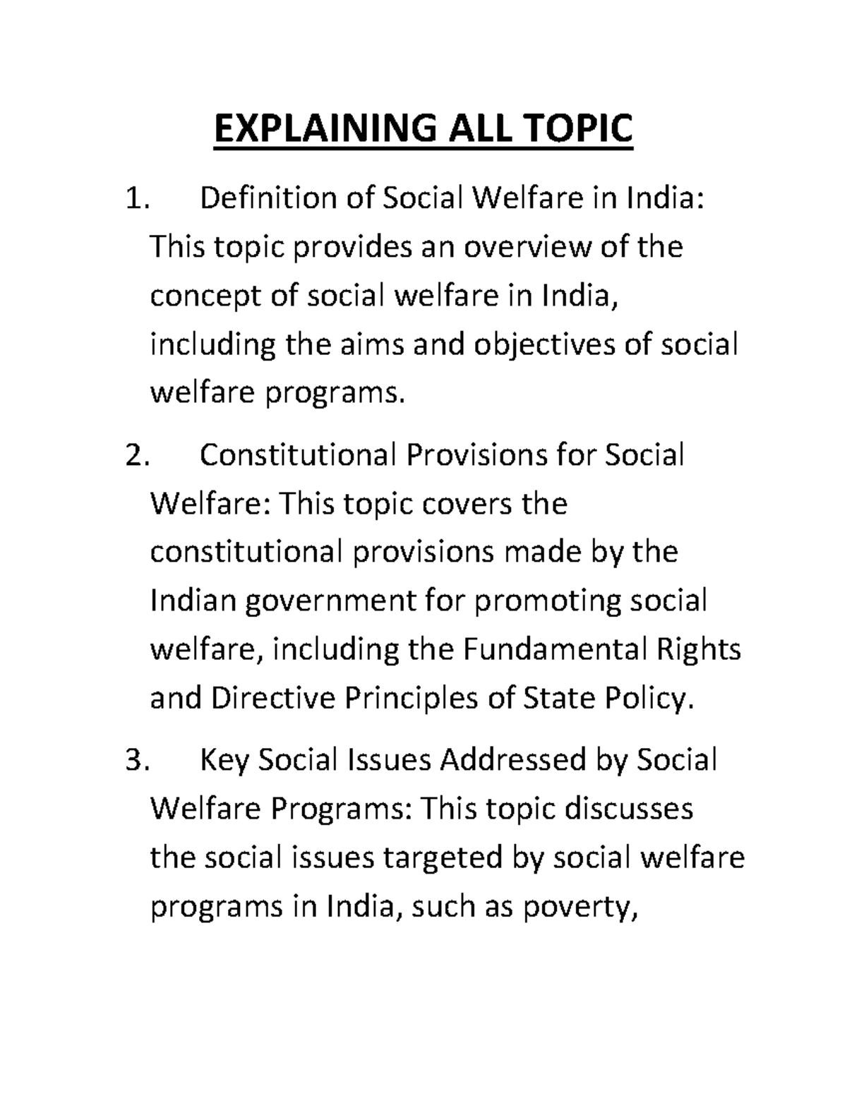 Social Welfare IN India 2 - EXPLAINING ALL TOPIC Definition of Social ...