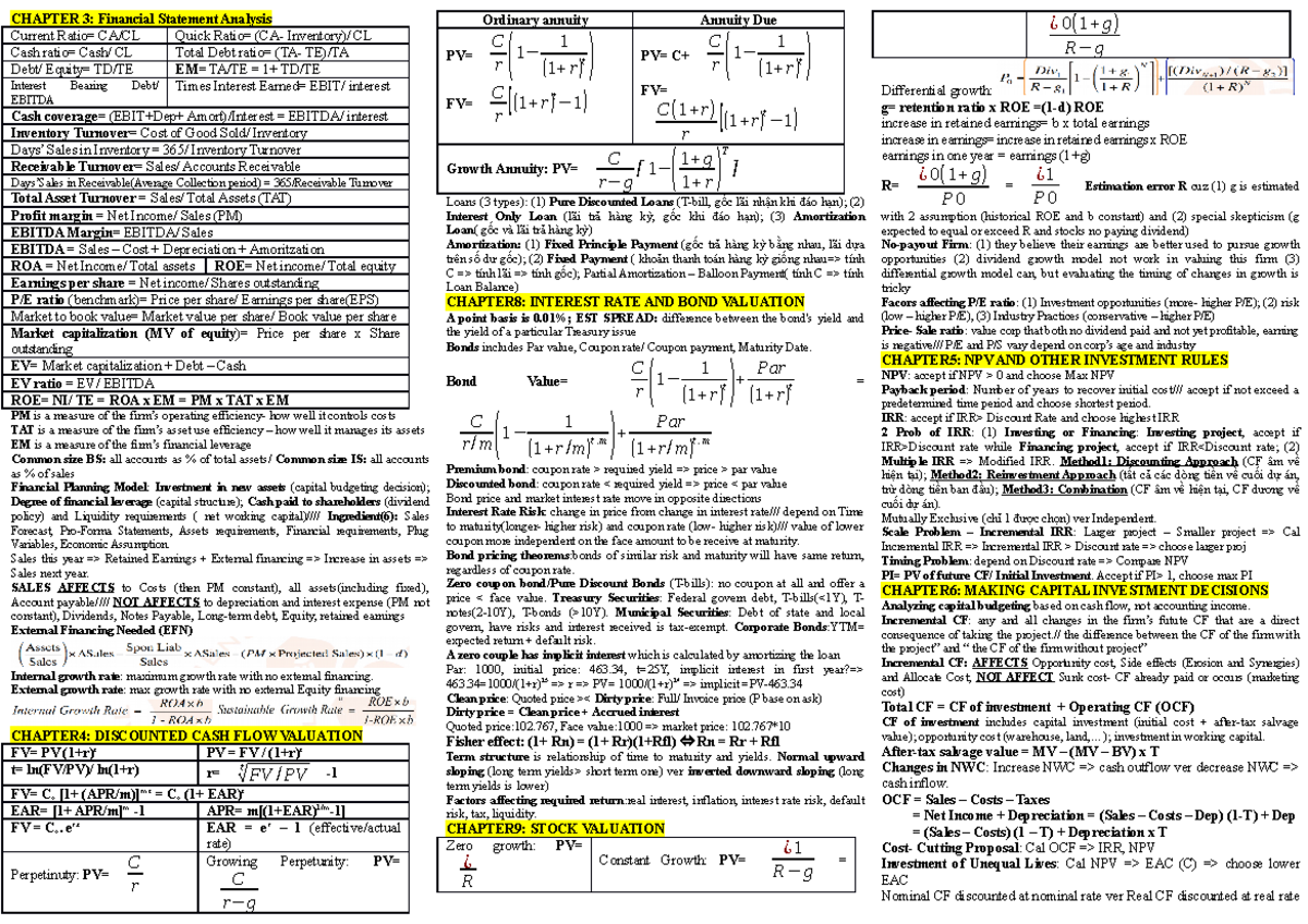 1-theory - Chapter 3: Financial Statement Analysis Current Ratio= Ca Cl 