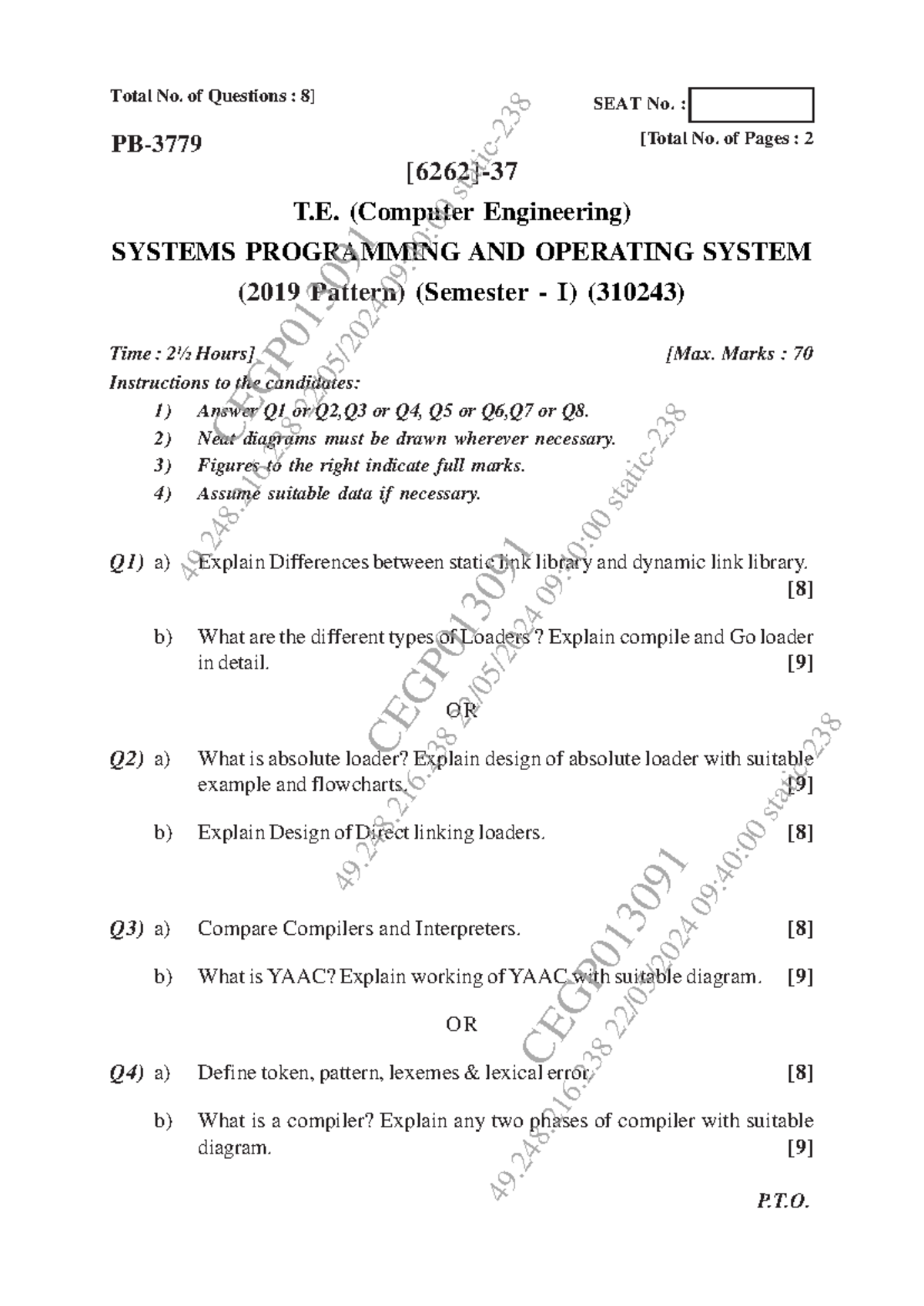 May Jun 2024 - important - Q1) a) Explain Differences between static ...