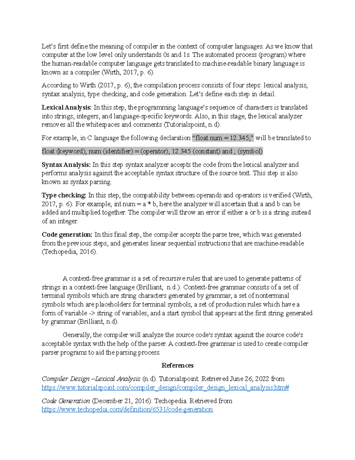 CS 4402 Discussion Unit 2 - Let’s first define the meaning of compiler ...