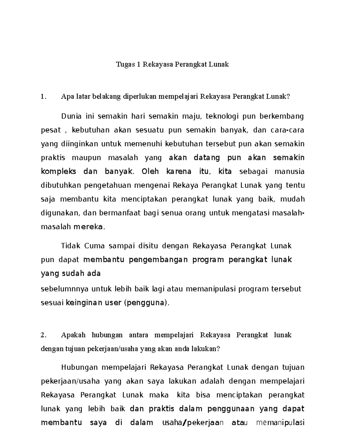 Tugas Rekayasa Perangkat Lunak - Tugas 1 Rekayasa Perangkat Lunak Apa ...