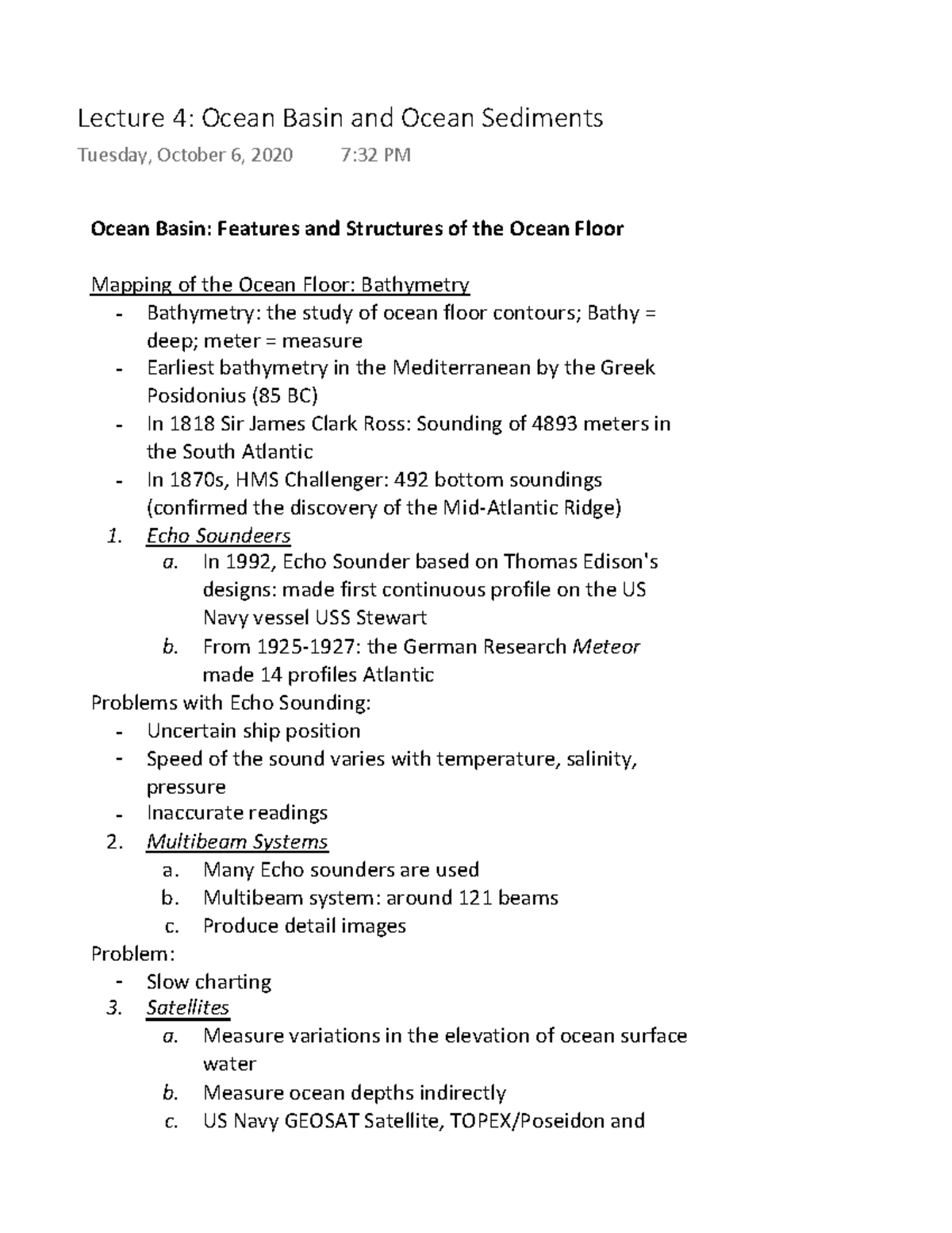 Lecture 4 Ocean Basin and Ocean Sediments - Ocean Basin: Features and ...