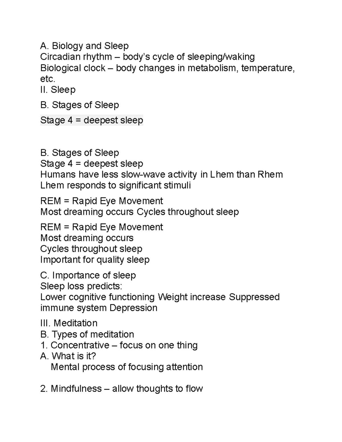 Psych 26 - Practice materials with notes - A. Biology and Sleep ...