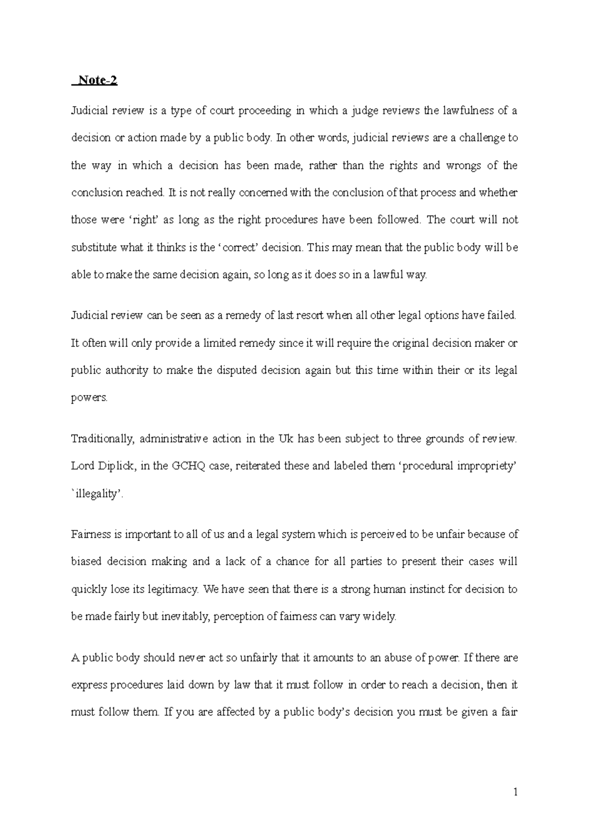 Notes of judicial review, royal prerogative power, rule of law (public ...