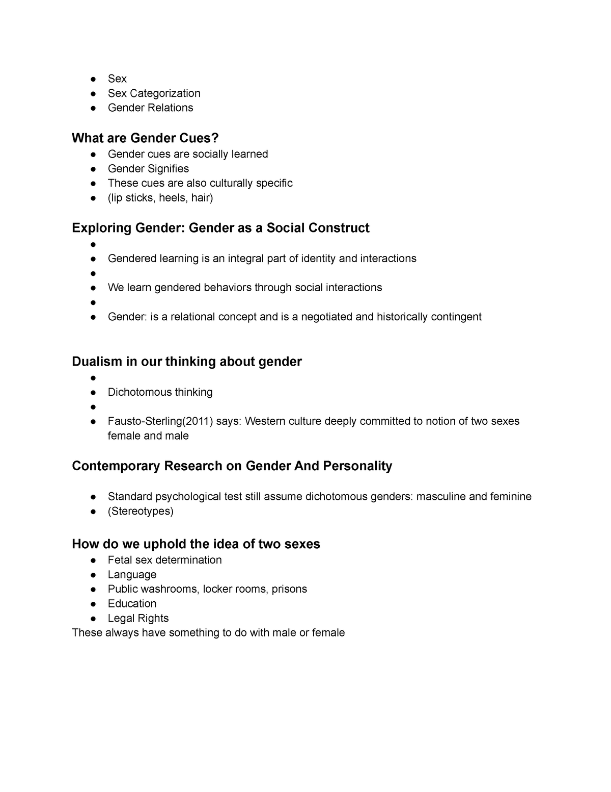 7 Thinking About Gender Week Sex Sex Categorization Gender Relations What Are Gender Cues 2886