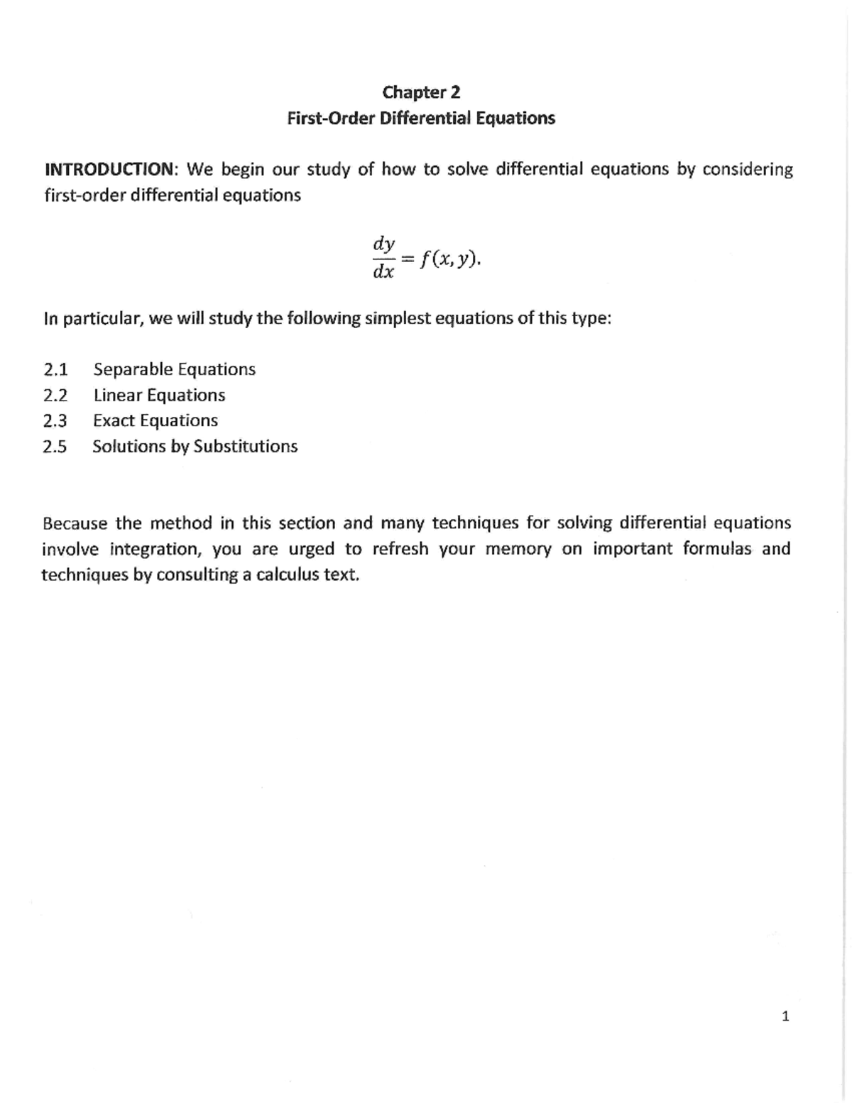 Section 2.1 First Order Differential Equations - MATH 3523 - Studocu