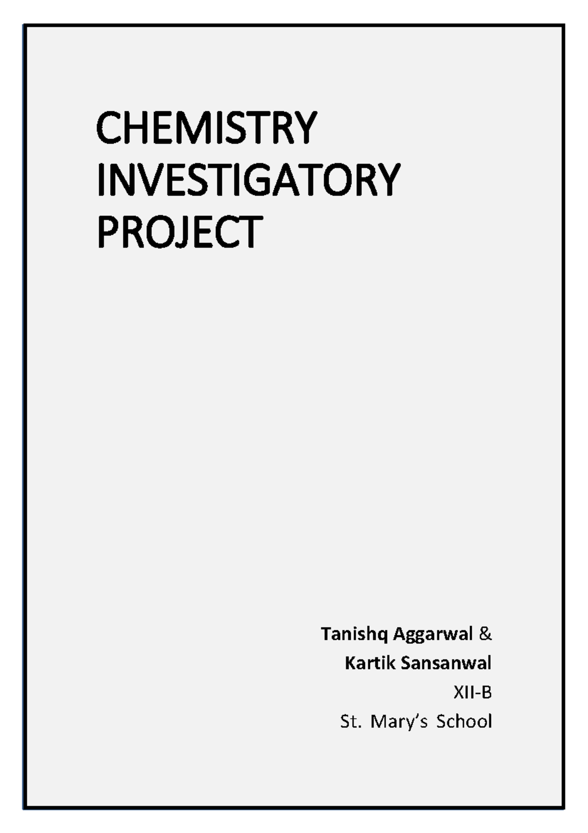 Chemistry Investigatory Project final - CHEMISTRY INVESTIGATORY PROJECT ...