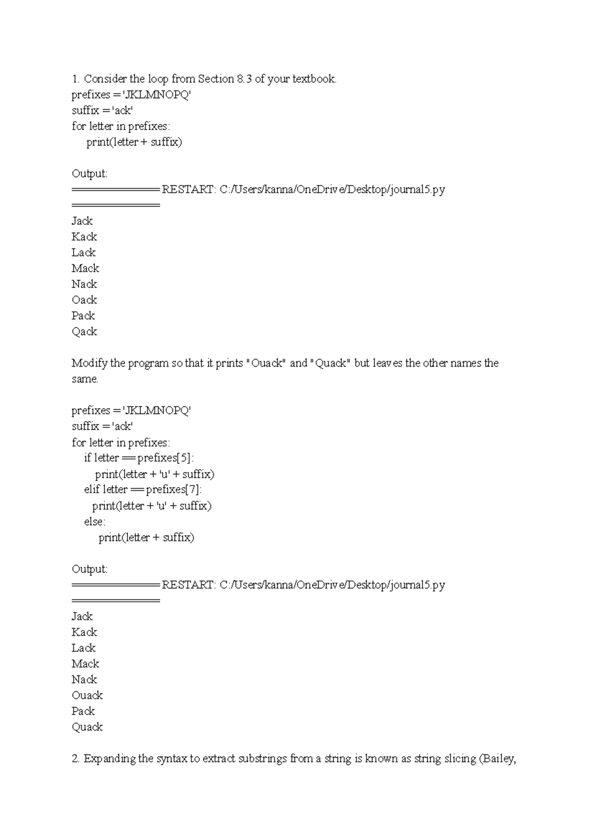 Learning Journal Unit 5 CS1101 PROGRAMMING FUNDAMENTALS - CS 1101 ...