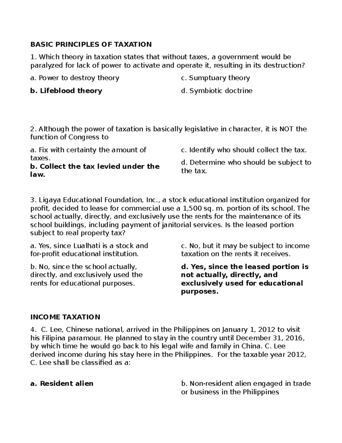 Business Taxation - BASIC PRINCIPLES OF TAXATION Which Theory In ...