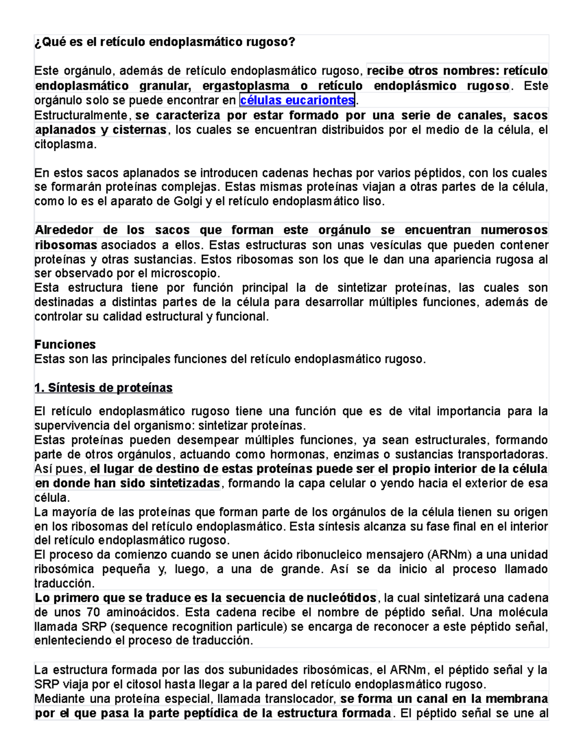 Qué es el retículo endoplasmático rugoso ¿Qué es el retículo