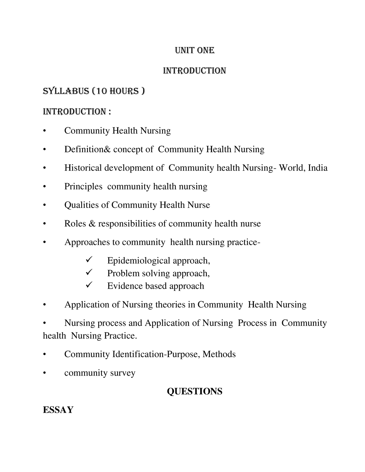 community health nursing assignment pdf