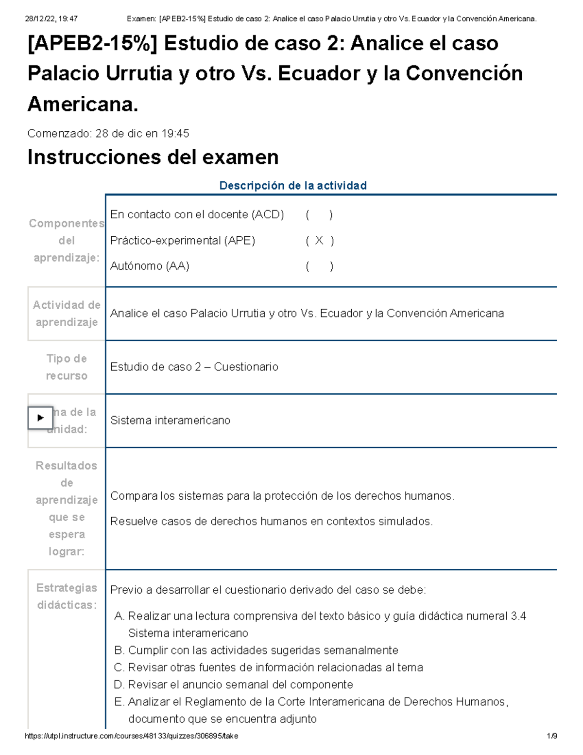 Examen APEB 2 15 Estudio De Caso 2 Analice El Caso Palacio Urrutia Y Otro Vs Ecuador Y La