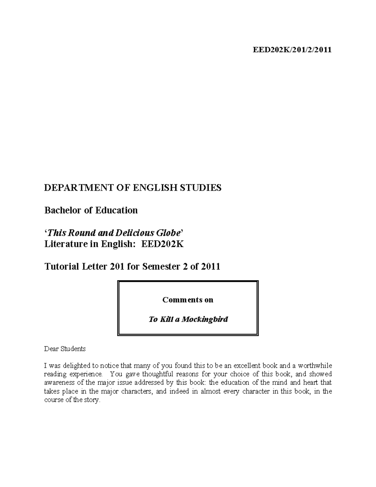 201 2011 2 b - Exam prep - EED202K/201/2/2011 DEPARTMENT OF ENGLISH ...