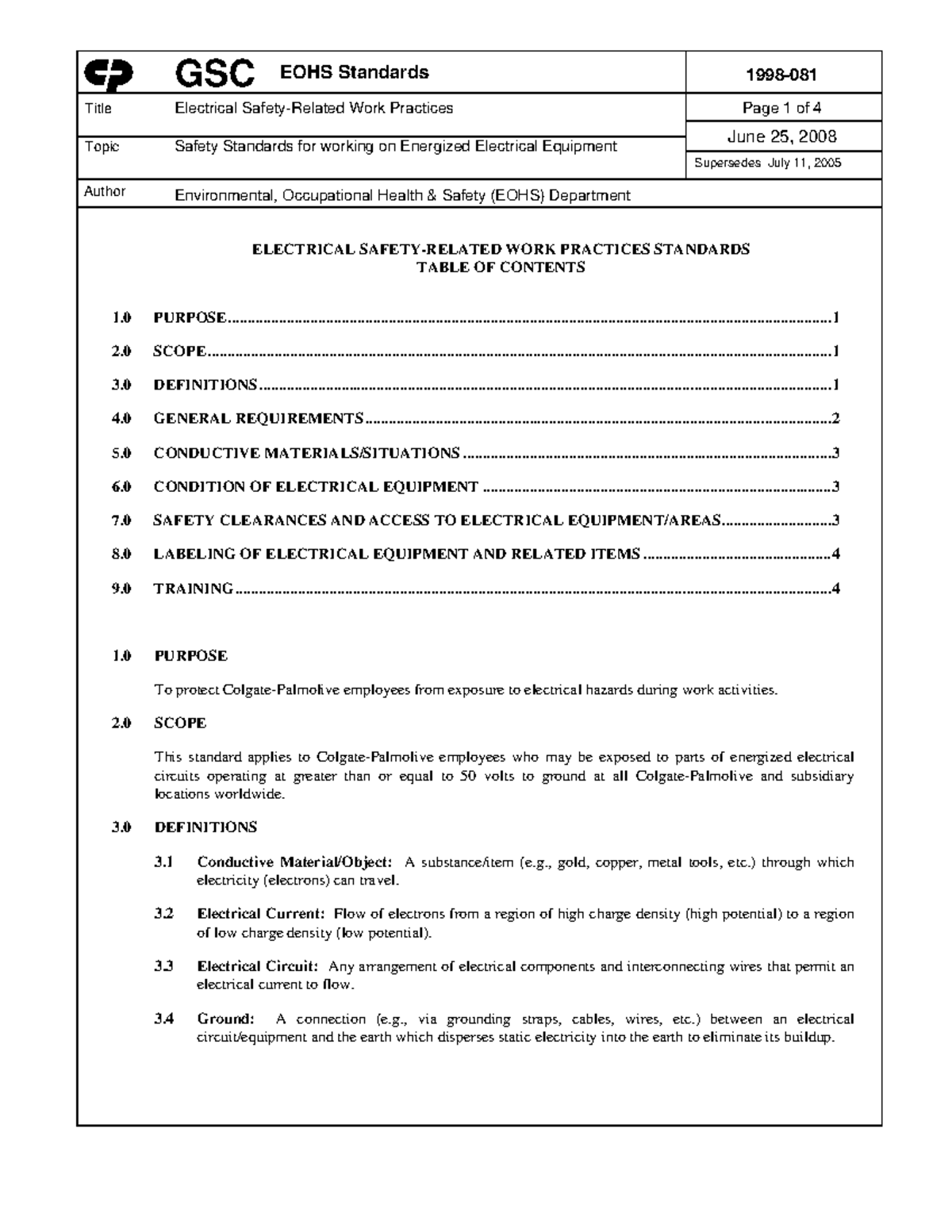 Electrical+Standard+V2 GSC EOHS Standards 1998 Title Electrical