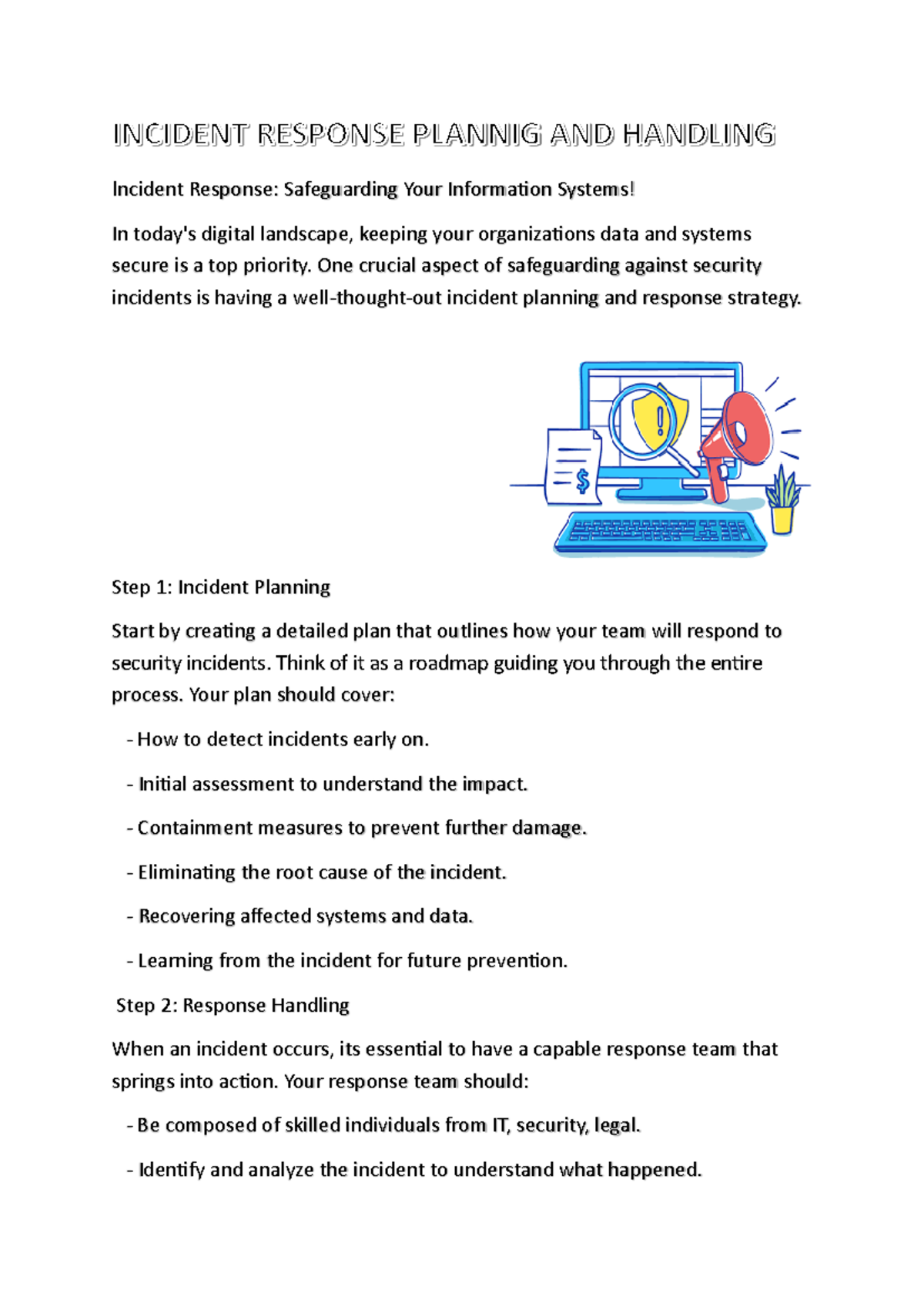 Incident Response Plannig AND Handling - Incident Response ...