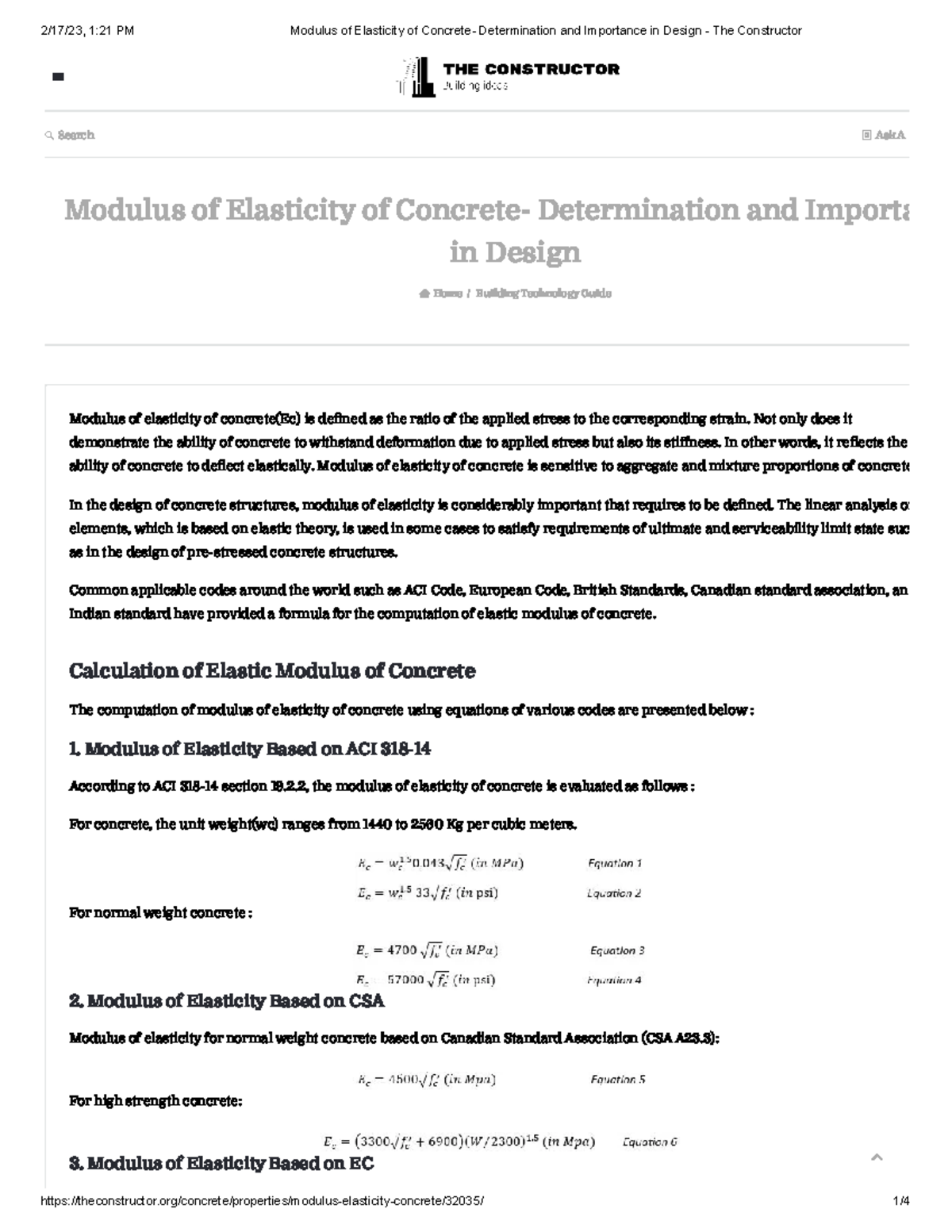 Modulus of Elasticity of Concrete The Constructor 2/17/23, 121 PM