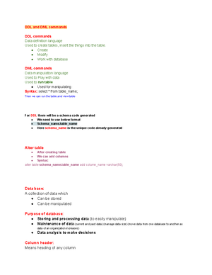 SQL class - DB Fiddle SQL Schema SQL We will use DDL language Data ...