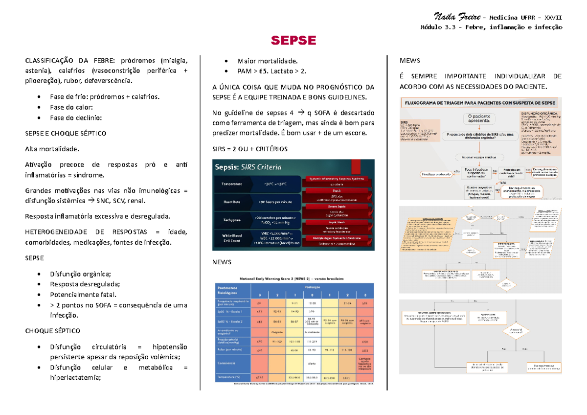 2 - Sepse - Naila Freire – Medicina UFRR – XXVII Módulo 3 – Febre ...