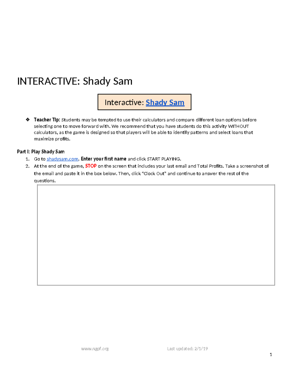 Shady Sam Answer Key - Verified Academic Solutions