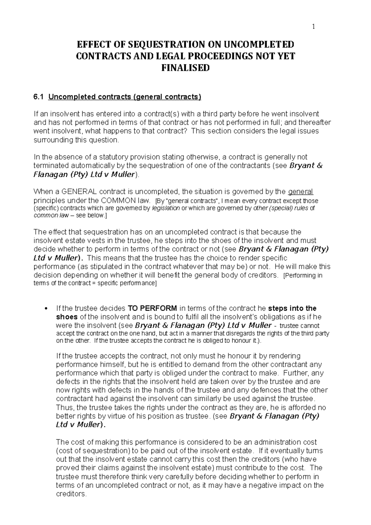 uncompleted contracts unfinalized legal proceedings - MRL3701 - UWC ...