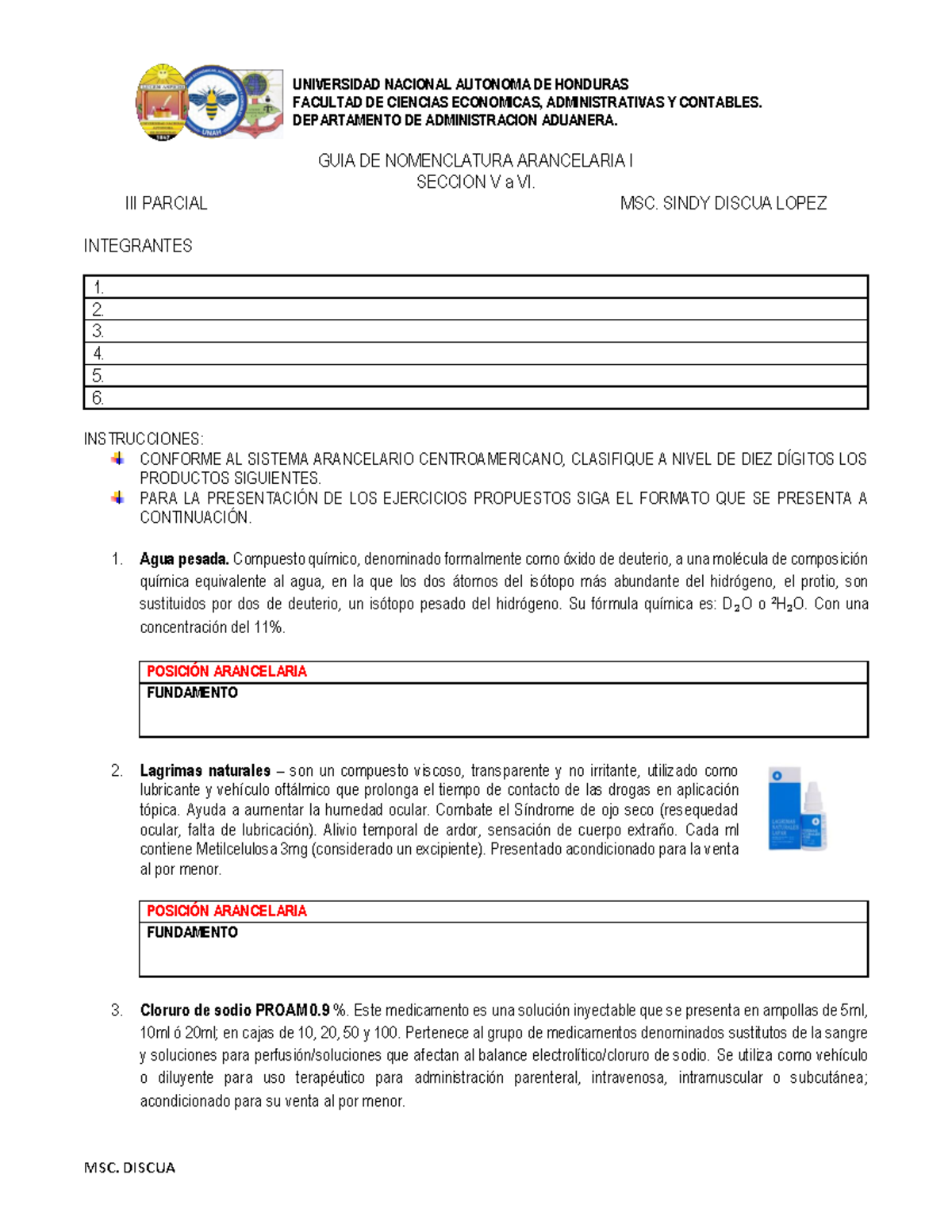 Guía Práctica “secciones V Y Vi” Universidad Nacional Autonoma De Honduras Facultad De 4657