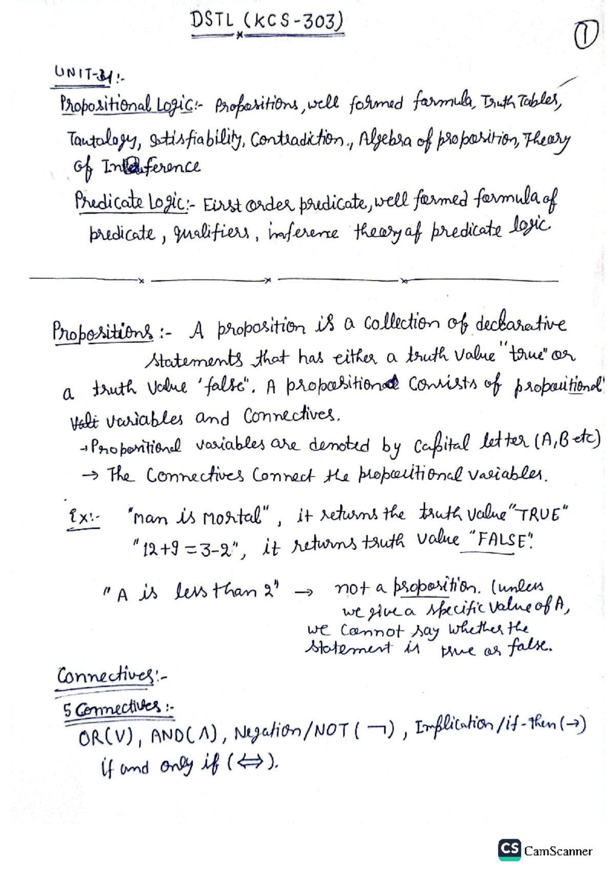 DSTL Unit 4 proportional logic - b.tech - Studocu