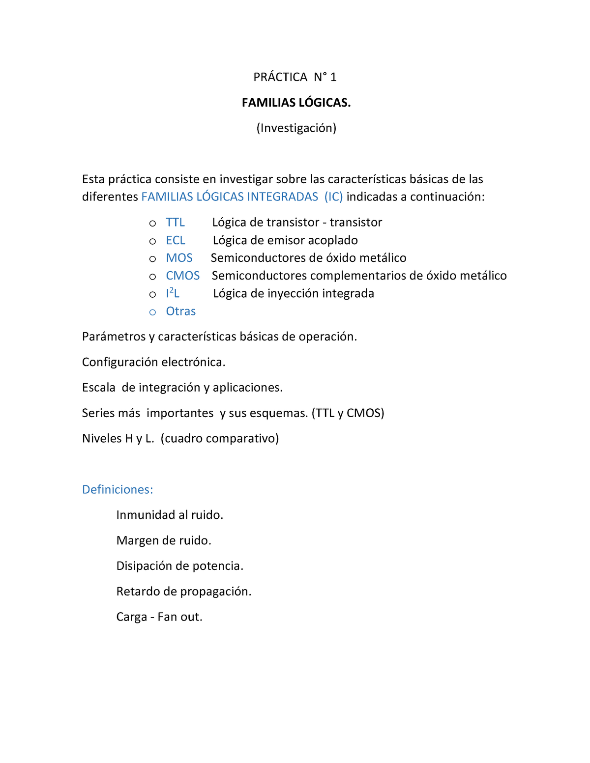 Práctica N° 1 Familias Lógicas - PR¡CTICA N∞ 1 FAMILIAS L”GICAS ...