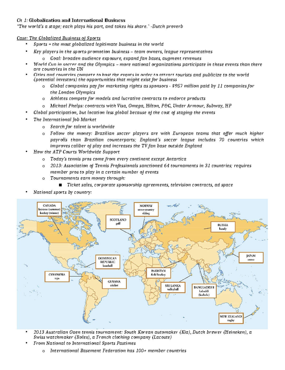 Ch 1 notes summary international business - Ch 1: Globalization and ...