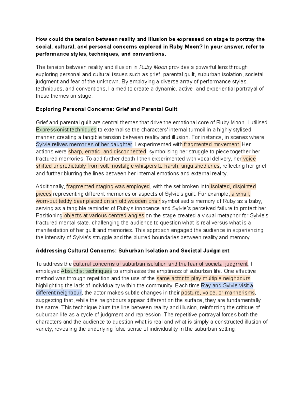 Drama Essay - How could the tension between reality and illusion be ...