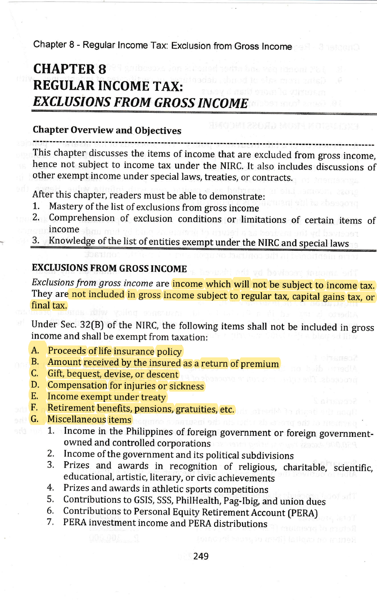 TAX231 Chapter 8 Exclusions FROM Gross Income - Chapter 8 - Regular ...