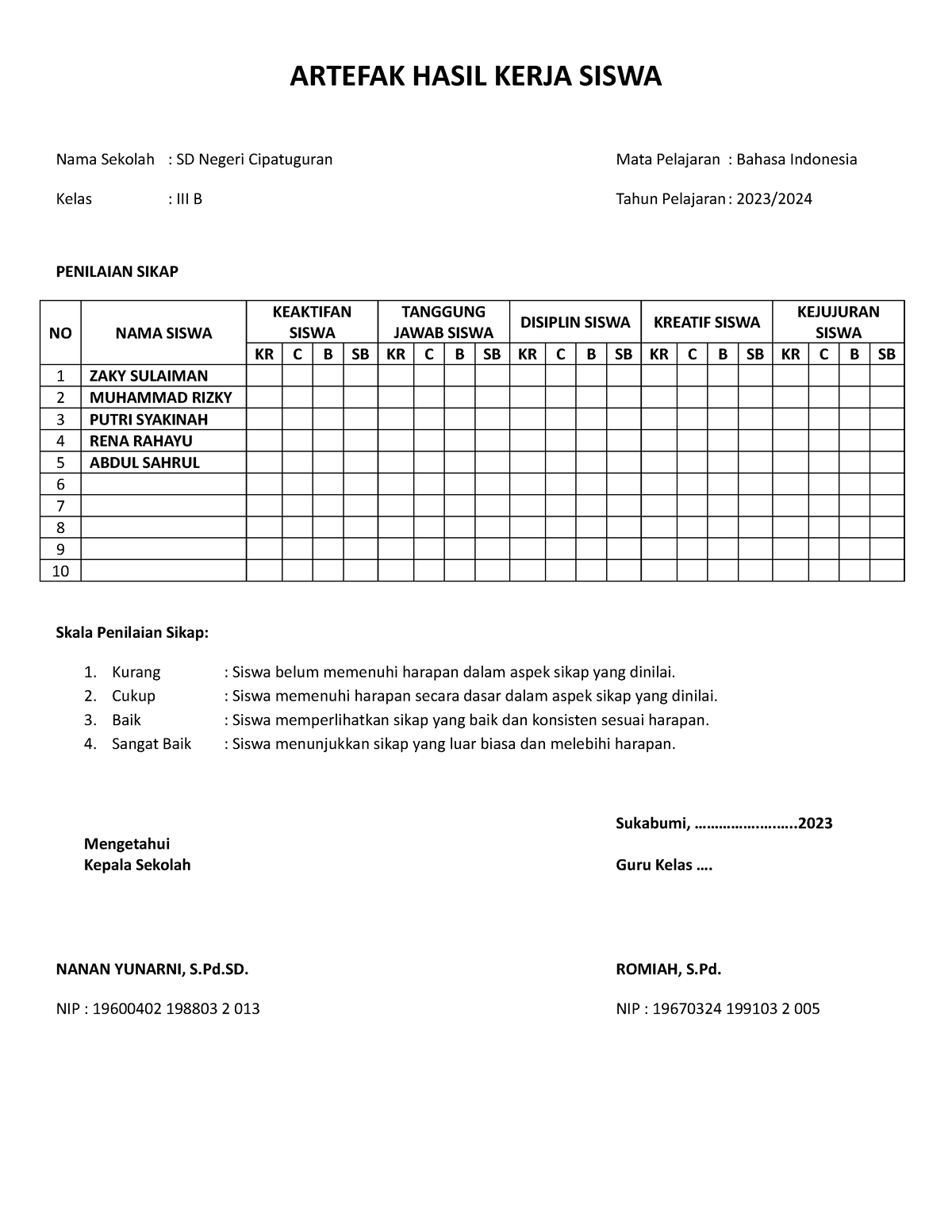 Format Artefak Hasil Belajar Siswa - ARTEFAK HASIL KERJA SISWA Nama ...