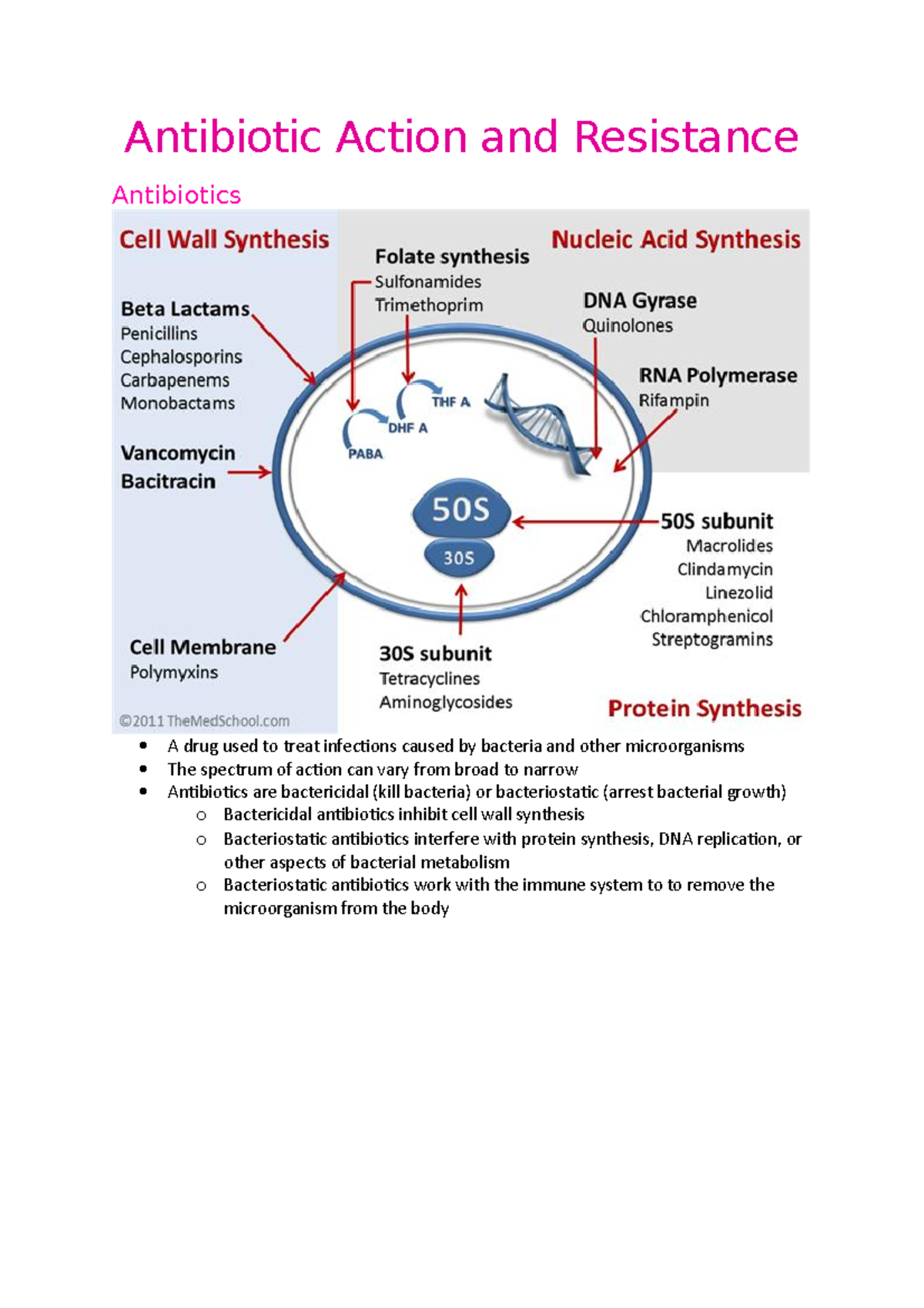 Antibiotic Action and Resistance - Antibiotic Action and Resistance ...