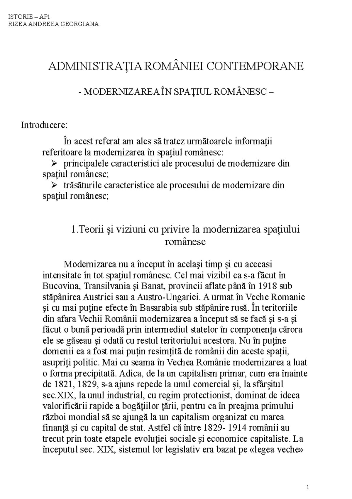 AdministraȚIA României Contemporane - RIZEA ANDREEA GEORGIANA ...