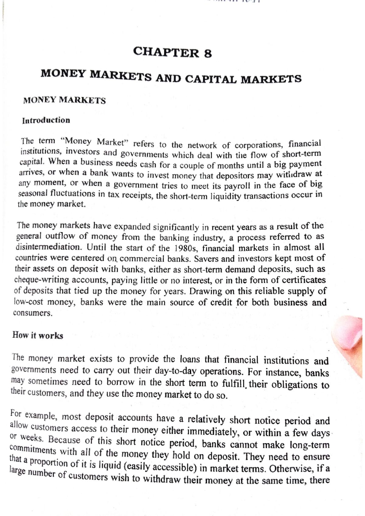 Financial Markets Chapter 8 - CHAPTER 8 MONEY MARKETS AND CAPITAL ...