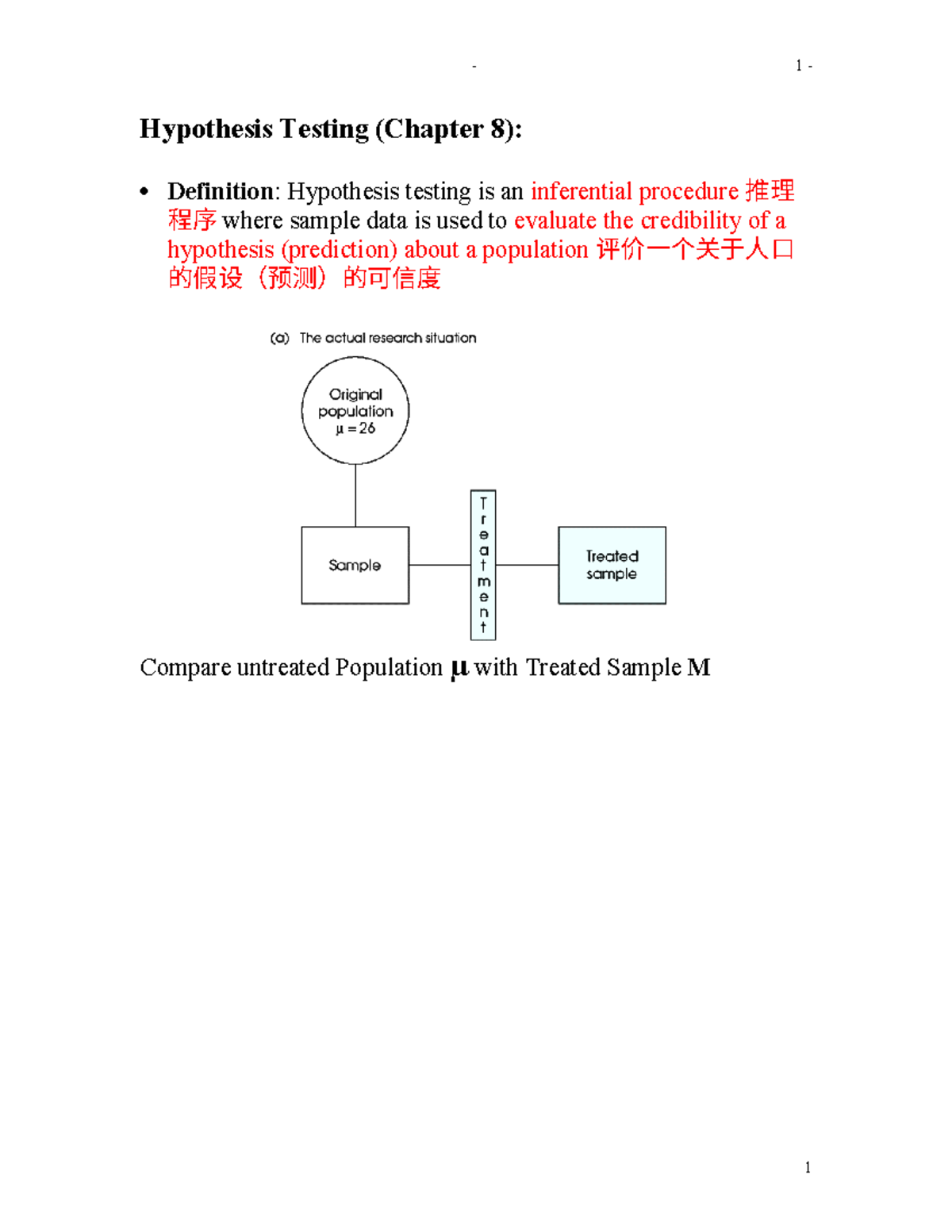 2300 ch8 9 10 - class note chapter 8 9 10 - Hypothesis Testing (Chapter ...