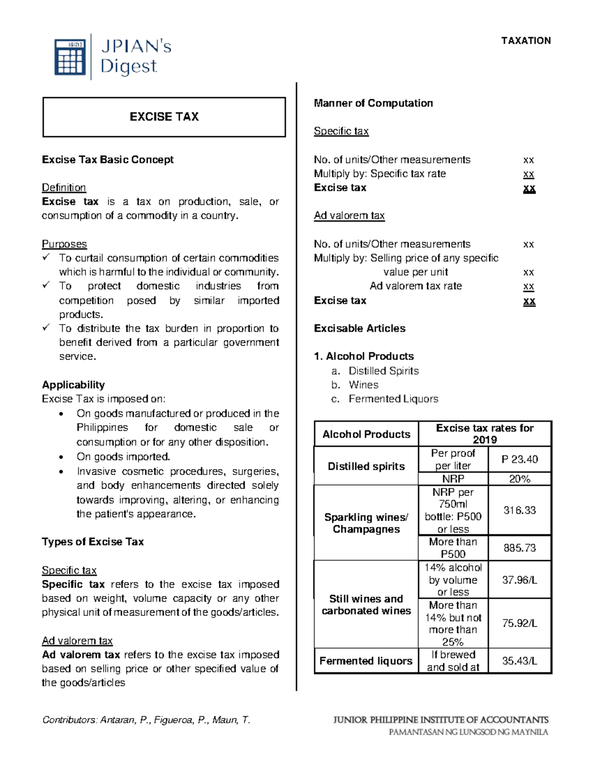 TAX - Excise Tax - Excise Tax Basic Concept Definition Excise tax is a ...