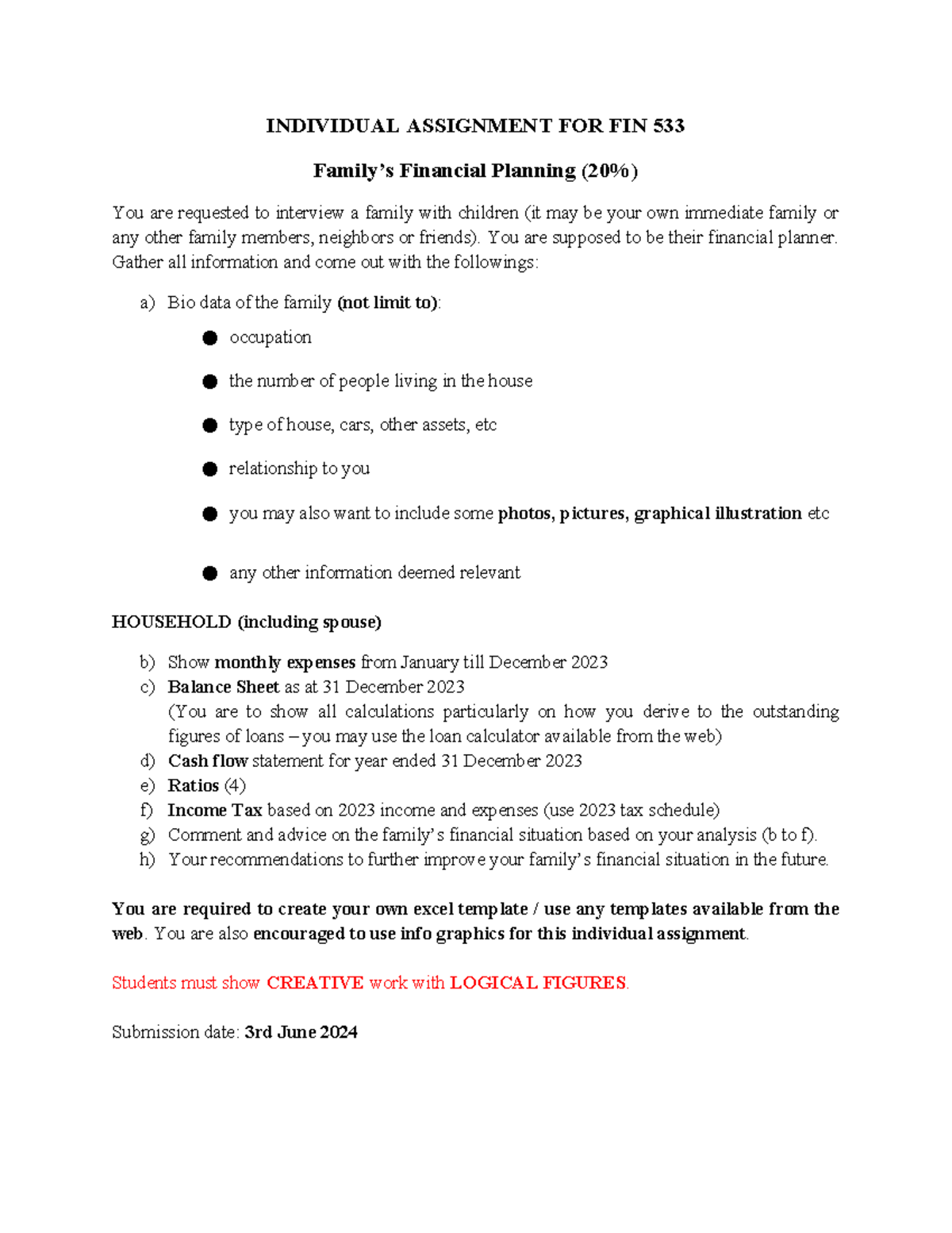 fin533 group assignment insurance planning