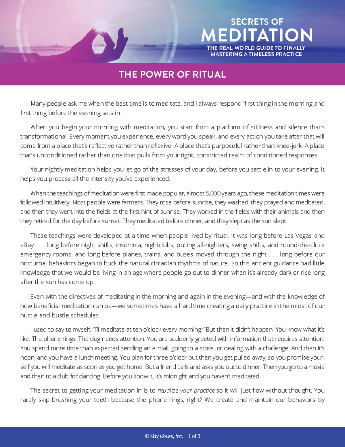 Power of Ritual in Meditation - SECRETS OF MEDITATION THE REAL-WORLD ...