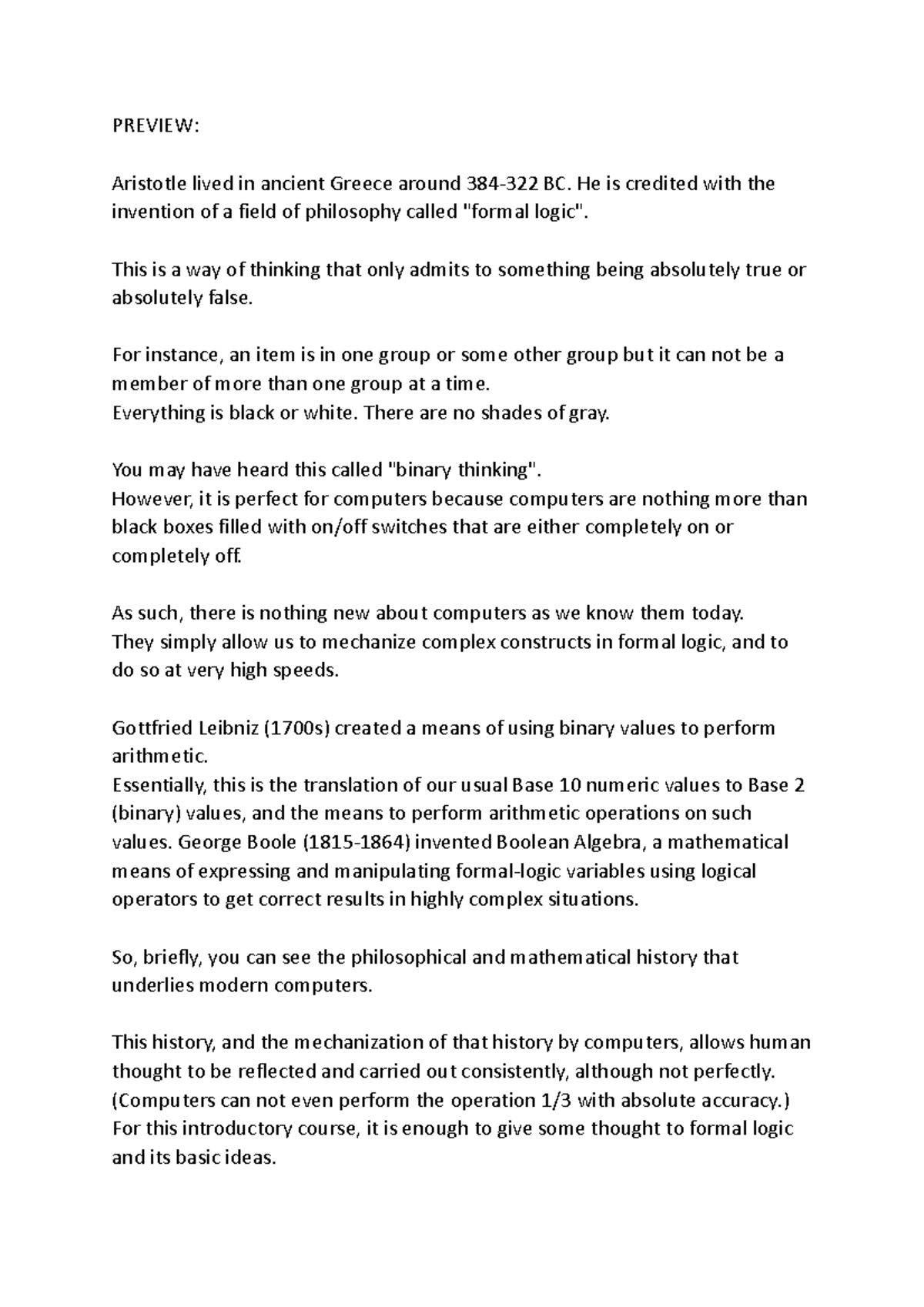 1. A Concise Introduction to Logic PREVIEW Aristotle lived in