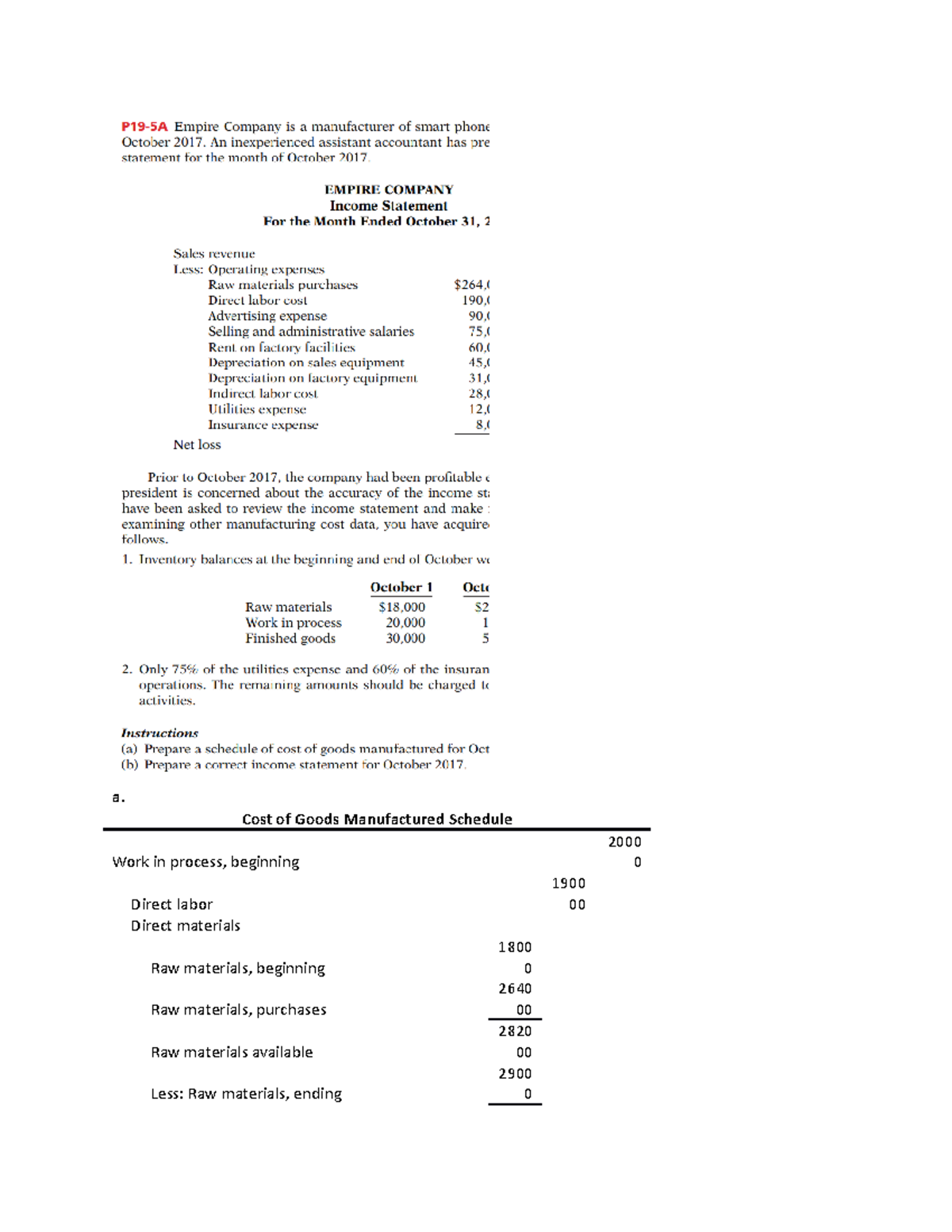 P19 5a Accounting Principles 12e Ifrs Chapter 19 Managerial Accounting P19 5a A Cost Of 1719