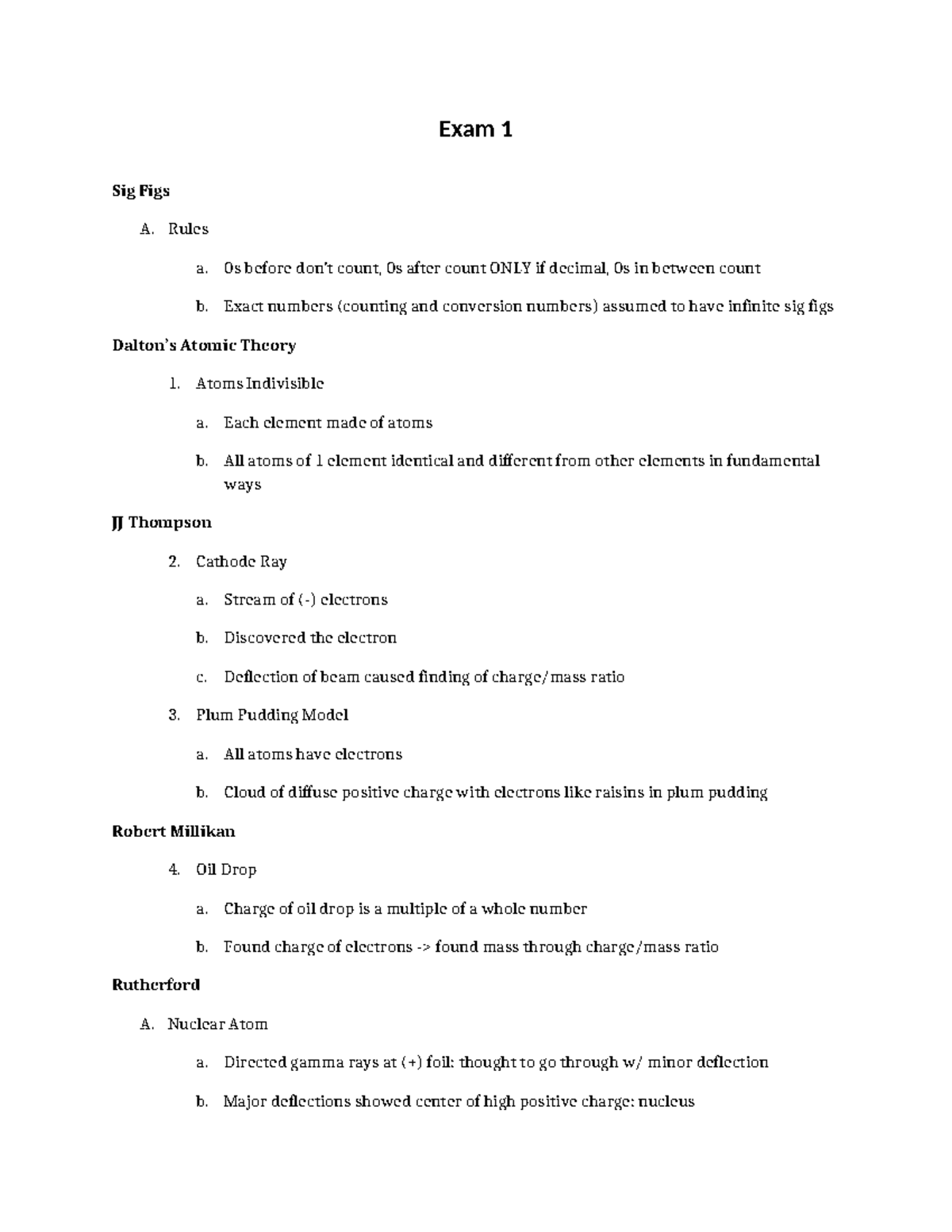 Review Notes - CHEM 102 - Exam 1 Sig Figs A. Rules a. 0s before don’t ...