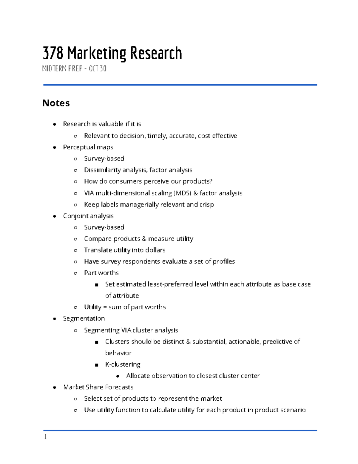 short note marketing research