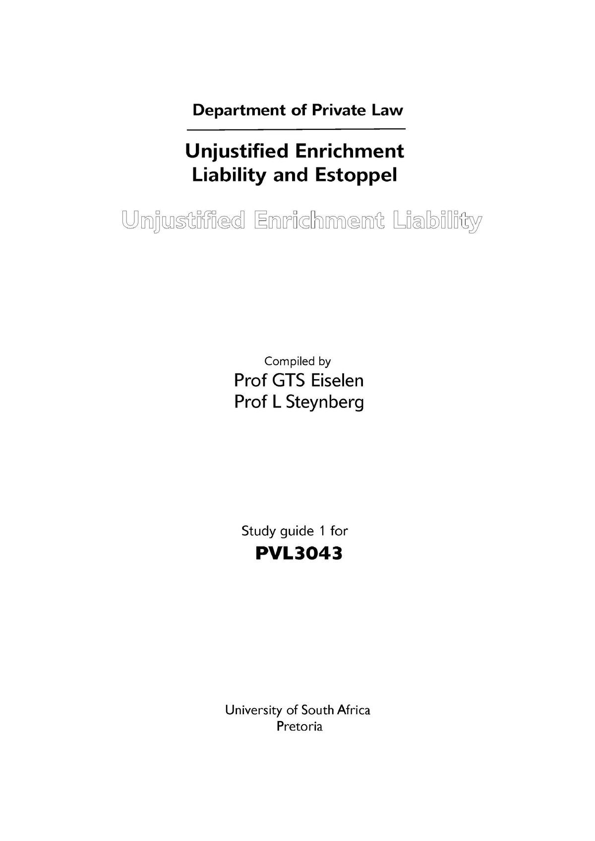 Capita Selecta undue enrichment - 2008 University of South Africa All ...