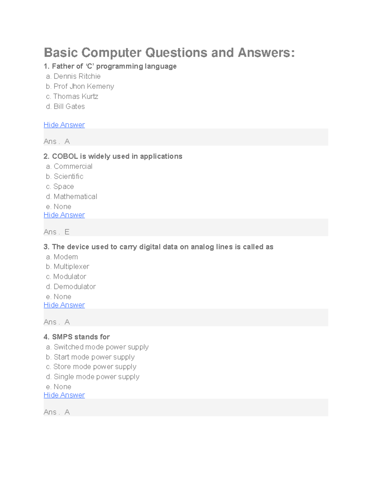 Coputer Pckages Revision - introduction to computer applications - MKU ...