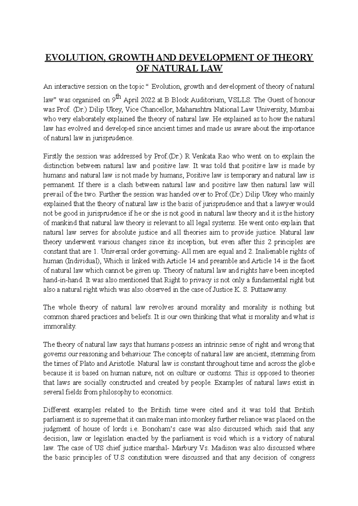 Evolution, growth and development of natural theory of law ...