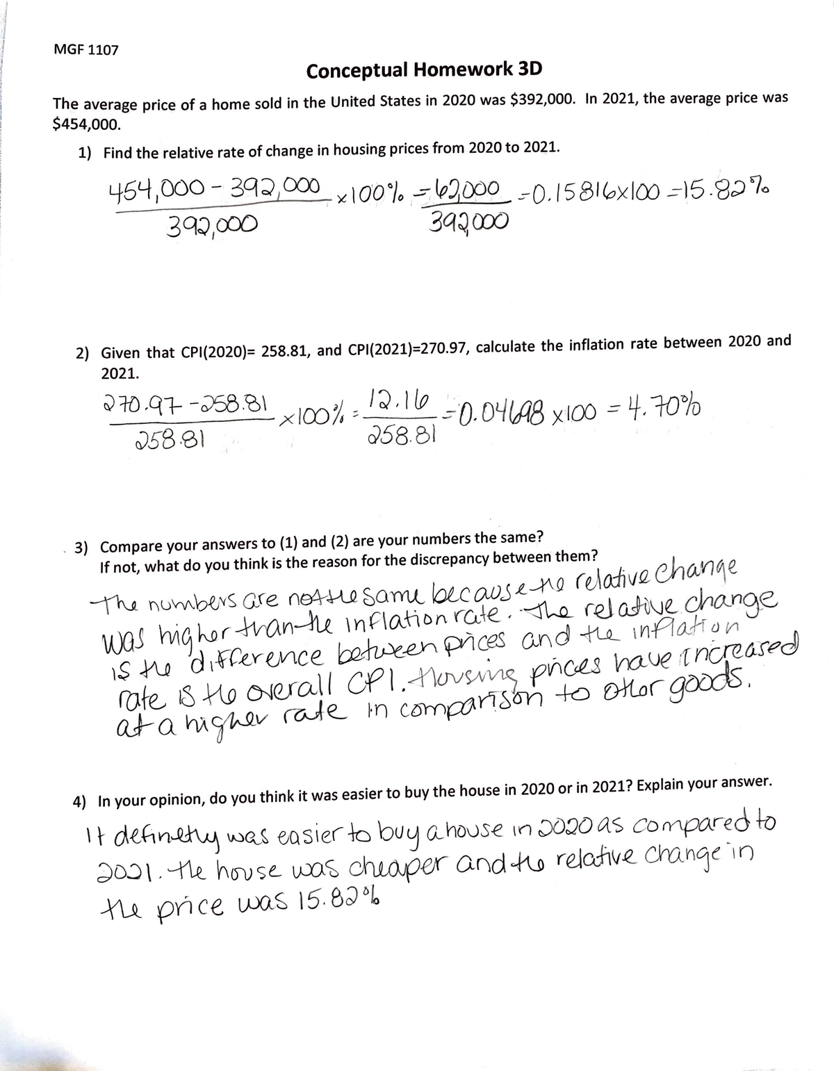 Revised Conceptual HW 3D - I i { I ' MGF 1107 Conceptual Homework 3D ...