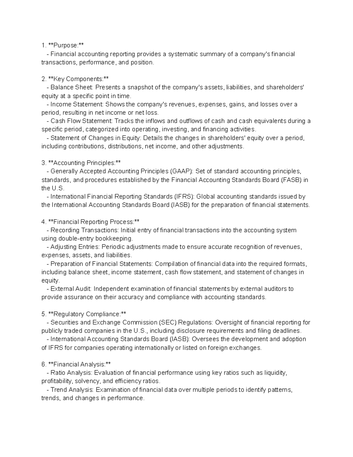 Notes on FAR - Purpose: Financial accounting reporting provides a ...