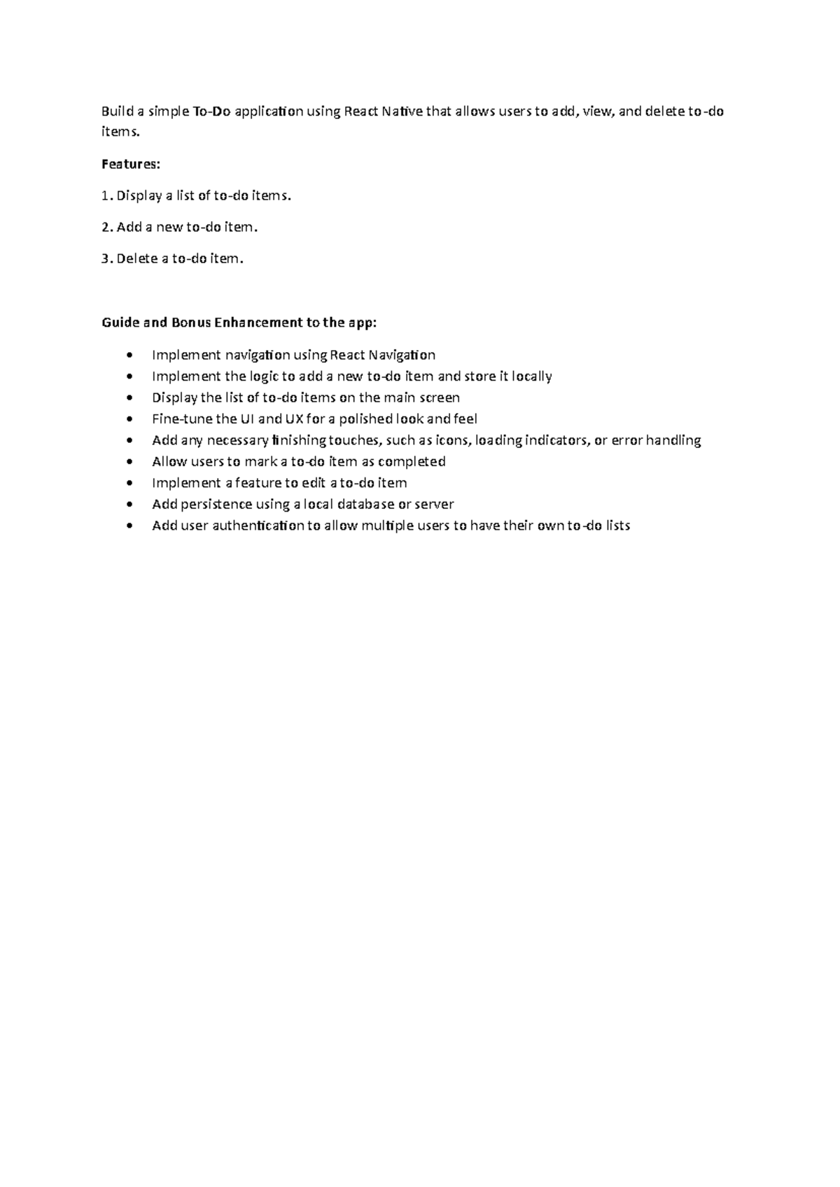 React Native Assessment (1) - Build a simple To-Do application using ...