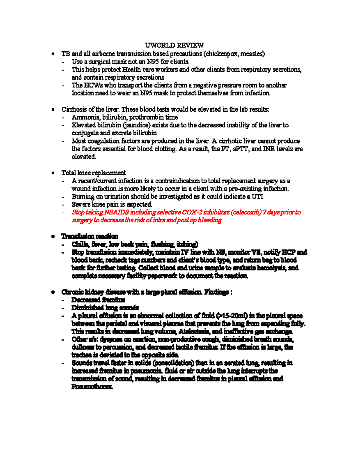 Uworld Review docx 1 - UWORLD REVIEW TB and all airborne transmission